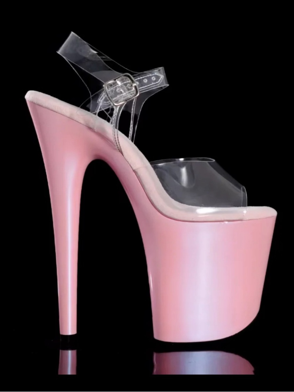 Sleek Pink Platform Stiletto Sandals with Clear Straps